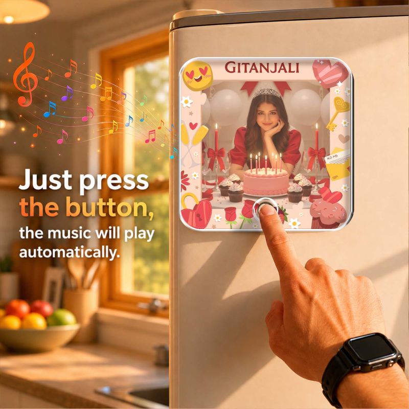 Birthday Gift for Sister & Bestie Customized Musical Fridge Audio Message Gift  Rechargeable Sound Magnet Photo Frame Magnet for Refrigerator